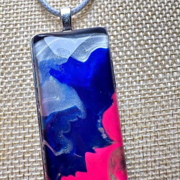 Pendant Necklace Artisan Unique OOAK Handmade Hand painted 2x1  abstract  4174 B - Picture 5 of 8